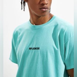 NWOT Urban Outfitters influencer embroidered tee - turquoise